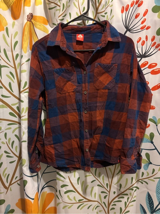 Eastern Mountain Sports Tops - Eastern Mountain Sports Blue and Rust Plaid Button-Down Shirt